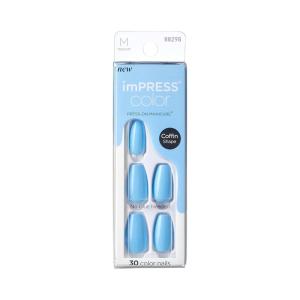 imageKISS imPRESS Color PressOn Manicure Fake Nails Ballroom  Short ampamp Square Solid White Ready To Wear Chip Proof Smudge Proof No Dry Time Mini File ampamp More  30 CountSerene Blue