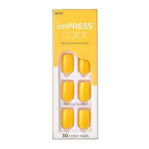 imageKISS imPRESS No Glue Mani Press On Nails Color YOLO Yellow Short Size Squoval Shape Includes 30 Nails Prep Pad Instructions Sheet 1 Manicure Stick 1 Mini FileYellow