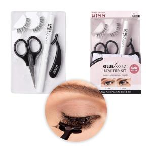 imageKISS Glueliner False Eyelashes Glue Liner 10 mm Includes 1 Pair Of Lash 1 Glue Liner 1 Scissors 1 Applicator Travel Pouch Contact Lens Friendly Easy to Apply Reusable Strip Lashes
