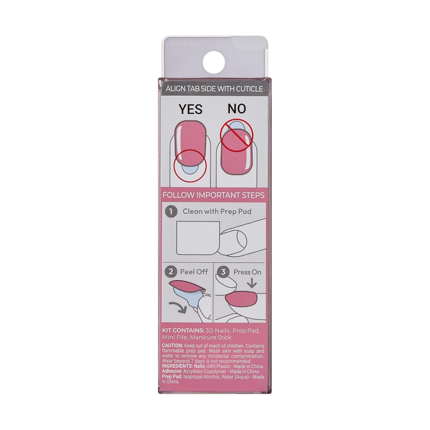 imageKISS imPRESS No Glue Mani Press On Nails Color Try Gray Gray Short Size Squoval Shape Includes 30 Nails Prep Pad Instructions Sheet 1 Manicure Stick 1 Mini FilePetal Pink