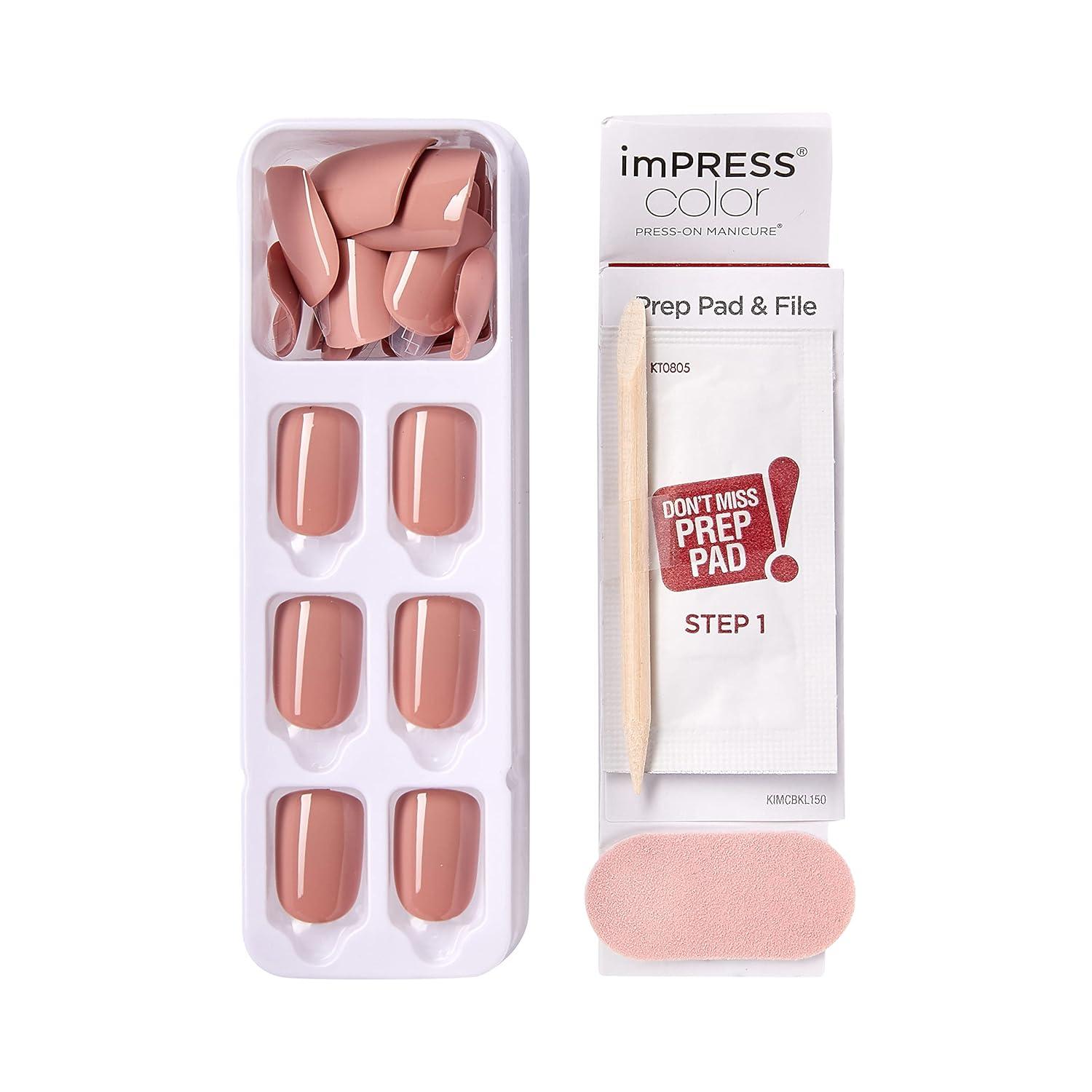 imageKISS imPRESS No Glue Mani Press On Nails Color Try Gray Gray Short Size Squoval Shape Includes 30 Nails Prep Pad Instructions Sheet 1 Manicure Stick 1 Mini FileSandbox