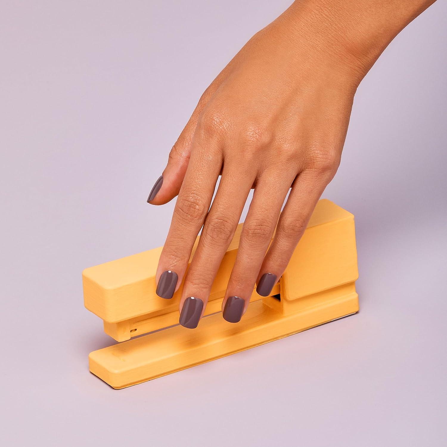 imageKISS imPRESS No Glue Mani Press On Nails Color Try Gray Gray Short Size Squoval Shape Includes 30 Nails Prep Pad Instructions Sheet 1 Manicure Stick 1 Mini FileTry Gray