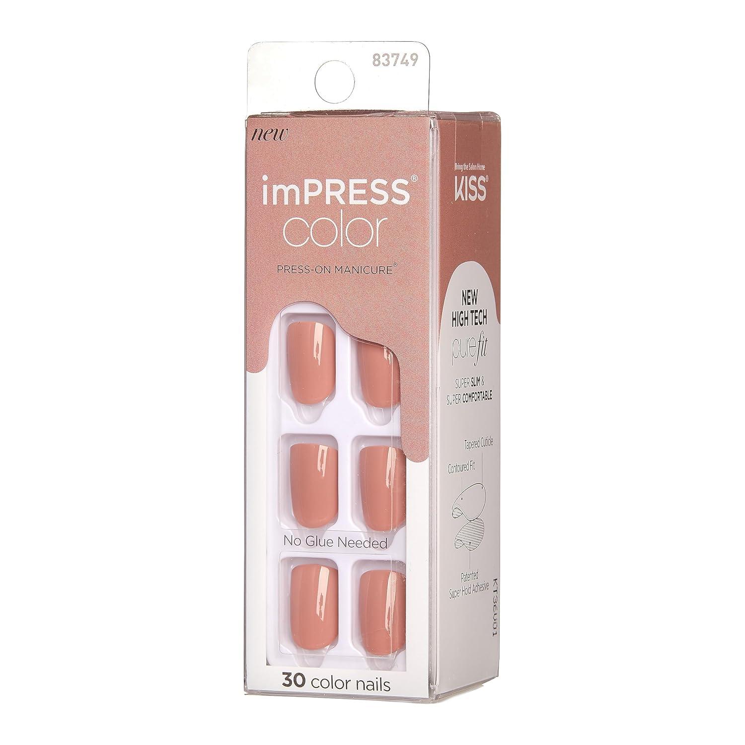 imageKISS imPRESS No Glue Mani Press On Nails Color Try Gray Gray Short Size Squoval Shape Includes 30 Nails Prep Pad Instructions Sheet 1 Manicure Stick 1 Mini FileSandbox