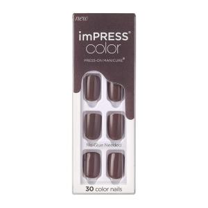 imageKISS imPRESS No Glue Mani Press On Nails Color Try Gray Gray Short Size Squoval Shape Includes 30 Nails Prep Pad Instructions Sheet 1 Manicure Stick 1 Mini FileTry Gray