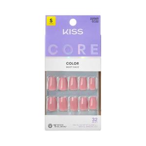 image:imageKISS CORE Press On Nails Nail glue included Felicity Pink Short Size Squoval Shape Includes 32 Nails 2g Glue 1 Manicure Stick 1 Mini File