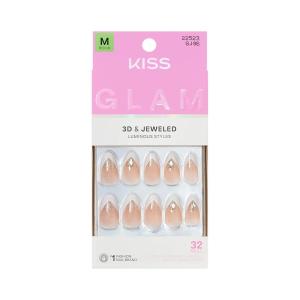 image:imageKISS GLAM Press On Nails Nail glue included Applause White Medium Size Almond Shape Includes 32 Nails 2g Glue 1 Manicure Stick 1 Mini File