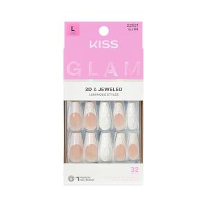 image:imageKISS GLAM Press On Nails Nail glue included Breath of Harmony White Long Size Coffin Shape Includes 32 Nails 2g Glue 1 Manicure Stick 1 Mini File