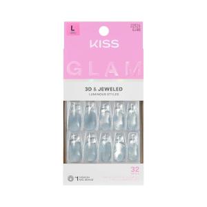 image:imageKISS GLAM Press On Nails Nail glue included Seraphic Blue Long Size Coffin Shape Includes 32 Nails 2g Glue 1 Manicure Stick 1 Mini File