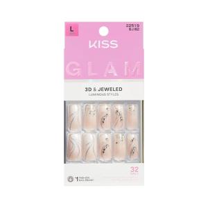 image:imageKISS GLAM Press On Nails Nail glue included Wrapped in Beauty White Long Size Square Shape Includes 32 Nails 2g Glue 1 Manicure Stick 1 Mini File