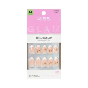 image:imageKISS GLAM Press On Nails Nail glue included Zephyr White Medium Size Almond Shape Includes 32 Nails 2g Glue 1 Manicure Stick 1 Mini File