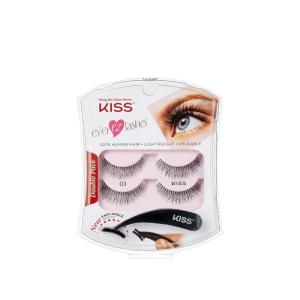 image:imageKISS Ever EZ Lashes Double Pack No 03 Reusable Natural Eyelash Starter Kit Includes EasyAngle Applicator and 2 Pairs Human Hair False Eyelashes Black
