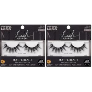image:imageKISS Matte Black False Eyelashes Matte Velvet 16mm Includes 1 Pair Of Lash Easy to Apply Reusable Lash Clusters1 pair Pack of 2