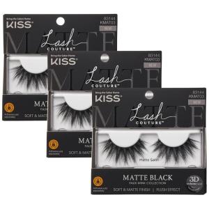 image:imageKISS Matte Black False Eyelashes Matte Velvet 16mm Includes 1 Pair Of Lash Easy to Apply Reusable Lash Clusters1 pair Pack of 3