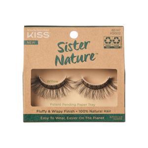 image:imageKISS Sister Nature False Eyelashes Sage 12 mm 100 Natural Hair Recyclable Paper Box Printed with Soy Ink Cruelty Free Vegan Includes 1 Pair of Reusable Strip LashesWillow
