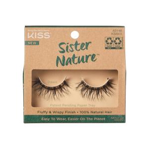 image:imageKISS Sister Nature False Eyelashes Sage 12 mm 100 Natural Hair Recyclable Paper Box Printed with Soy Ink Cruelty Free Vegan Includes 1 Pair of Reusable Strip LashesDawn