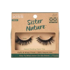 image:imageKISS Sister Nature False Eyelashes Sage 12 mm 100 Natural Hair Recyclable Paper Box Printed with Soy Ink Cruelty Free Vegan Includes 1 Pair of Reusable Strip LashesSage