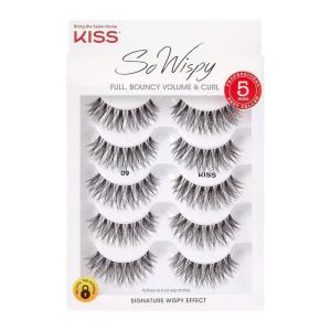 image:imageKISS So Wispy Fake Eyelashes Multipack 09 EasyToApply Lightweight False Eyelashes 100 CrueltyFree Natural Human Hair Reusable and Contact Lens Friendly 5 Pairs Black