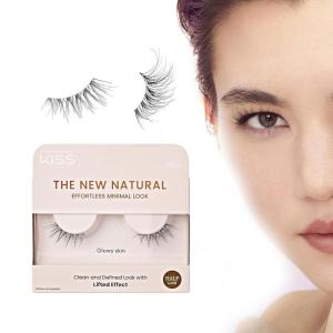 image:imageKISS The New Natural False Eyelashes Glowy Skin 12 mm Natural Volume Easy to Apply Reusable Fake Eyelashes Vegan amp Cruelty Free Includes 1 Pair Of Half LashesGlowy Skin