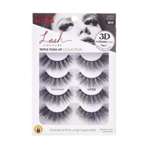 image:imageKISS Triple PushUp False Eyelashes Teddy 12mm Includes 1 Pair Of Lash Easy to Apply Reusable Lash ClustersBombshell