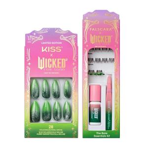 image:imageElphaba Nail amp Lash Bundle KISS X WICKED FOR GOOD Press On Nails I Feel Wicked Green Long Almond 28 Count amp FALSCARA X WICKED FOR GOOD False Eyelashes Love Without Limits 10 Lash Clusters