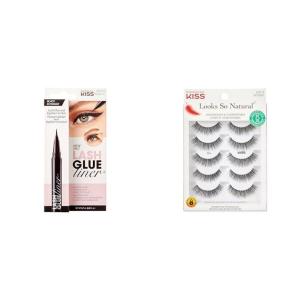 image:imageKISS Black Lash GLUEliner 2in1 FeltTip Eyelash Adhesive and Eyeliner Matte Finish amp Looks So Natural False Eyelashes Shy 12 mm Includes 5 Pairs Of Lashes
