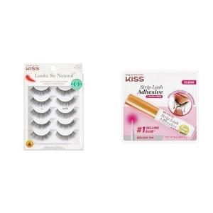 image:imageKISS Bundle of False Eyelashes 5 Pairs 12 mm Shy Style Clear Strip Lash Adhesive 24hr Wear Cruelty Free Latex Free Black Synthetic Hair
