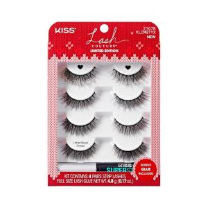 image:imageKISS Holiday Lash Couture Faux Mink False Eyelashes Jubilee 10mm CrueltyFree 3 Pairs  1 Pair with Glitter KISS SuperStick Strip Lash Adhesive Black Net Wt 48g 017 ozLittle Black Dress
