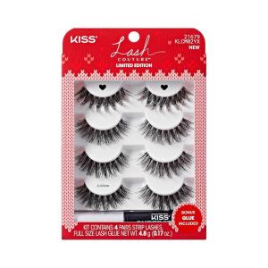 image:imageKISS Holiday Lash Couture Faux Mink False Eyelashes Jubilee 10mm CrueltyFree 3 Pairs  1 Pair with Glitter KISS SuperStick Strip Lash Adhesive Black Net Wt 48g 017 ozJubilee