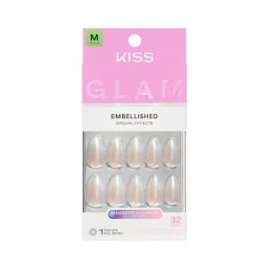image:imageKISS GLAM Press On Nails Nail glue included Dive Pink Medium Size Almond Shape Includes 32 Nails 2g Glue 1 Manicure Stick 1 Mini File