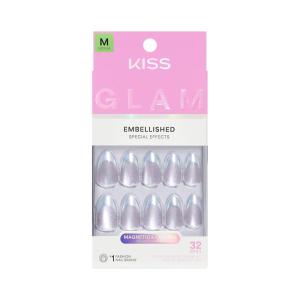 image:imageKISS GLAM Press On Nails Nail glue included Fairy Tale Pink Medium Size Almond Shape Includes 32 Nails 2g Glue 1 Manicure Stick 1 Mini File
