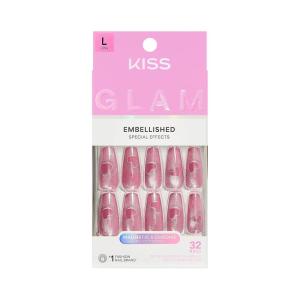 image:imageKISS GLAM Press On Nails Nail glue included Pink Sugar Pink Long Size Coffin Shape Includes 32 Nails 2g Glue 1 Manicure Stick 1 Mini File