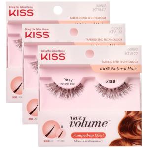image:imageKISS True Volume False Eyelashes Ritzy 14 mm 100 Natural Hair Tapered End Technology Contact Lens Friendly Easy to Apply Includes 1 Pair Reusable Strip Lashes Pack of 31 Pair Pack of 3