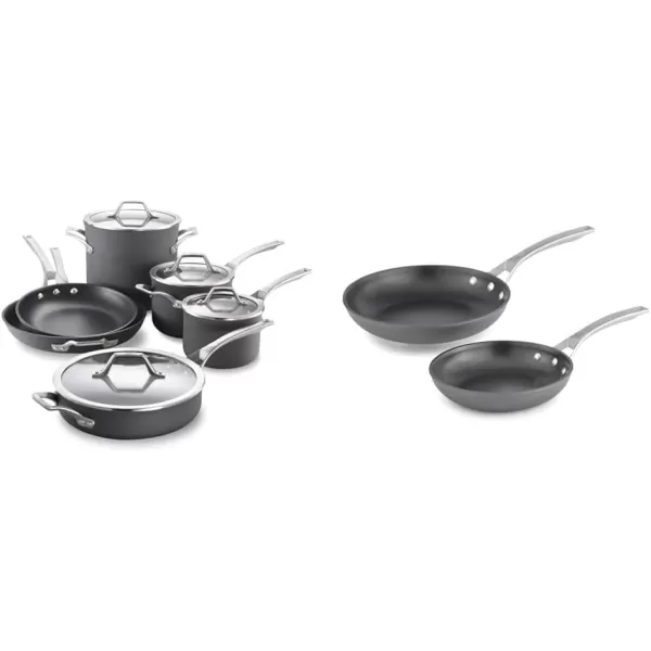 Calphalon 10-Piece Pots and Pans Set, Stainless Steel Kitchen Cookware with Stay-Cool Handles, Dishwasher Safe, Silver