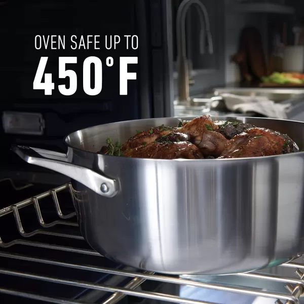 Calphalon 13-Piece Pots and Pans Set, Stainless Steel Kitchen Cookware with Stay-Cool Handles and Steamer Insert, Dishwasher Safe, Silver