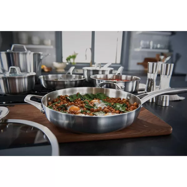 Calphalon 13-Piece Pots and Pans Set, Stainless Steel Kitchen Cookware with Stay-Cool Handles and Steamer Insert, Dishwasher Safe, Silver
