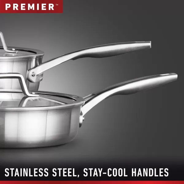 Calphalon 13-Piece Pots and Pans Set, Stainless Steel Kitchen Cookware with Stay-Cool Handles and Steamer Insert, Dishwasher Safe, Silver
