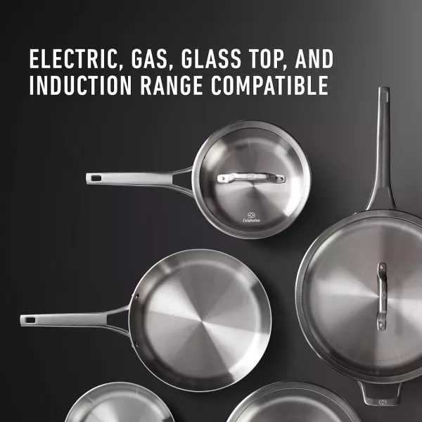 Calphalon 13-Piece Pots and Pans Set, Stainless Steel Kitchen Cookware with Stay-Cool Handles and Steamer Insert, Dishwasher Safe, Silver