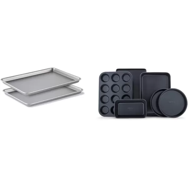Calphalon Baking Sheets, Nonstick Baking Pans Set for Cookies and Cakes, 12 x 17 in, Set of 2, Silver