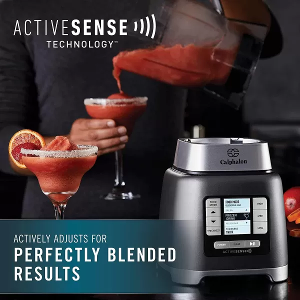 Calphalon Blender, 24-Oz Portable Blend-n-Go Smoothie Cup, ActiveSense 1200-Watt Motor, Dark Stainless Steel