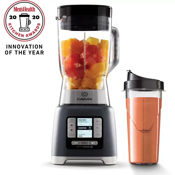 Calphalon Blender, 24-Oz Portable Blend-n-Go Smoothie Cup, ActiveSense 1200-Watt Motor, Dark Stainless Steel