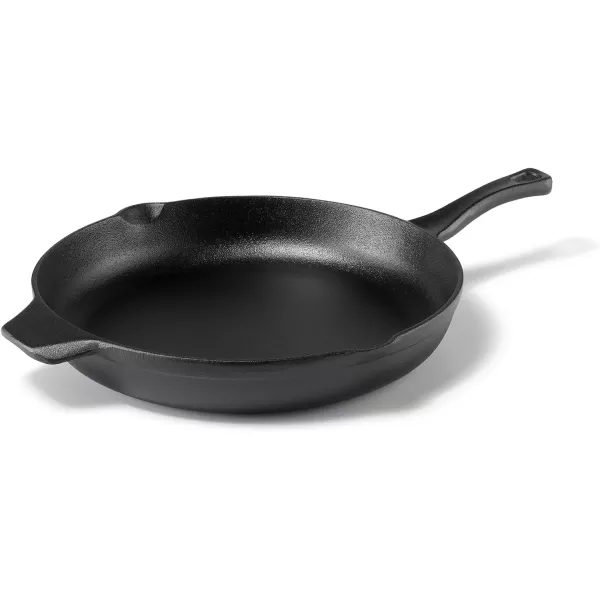 Calphalon Cast Iron Skillet, Pre-Seasoned Cookware with Large Handles and Pour Spouts, 12-Inch, Black