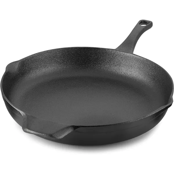 Calphalon Cast Iron Skillet, Pre-Seasoned Cookware with Large Handles and Pour Spouts, 12-Inch, Black