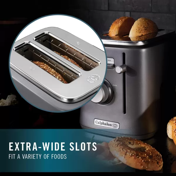 Calphalon Intellicrisp Belgian Waffle Maker with LED Display Timer and Ceramic Cooking Plates, Makes 2 Waffles, Dark Stainless Steel
