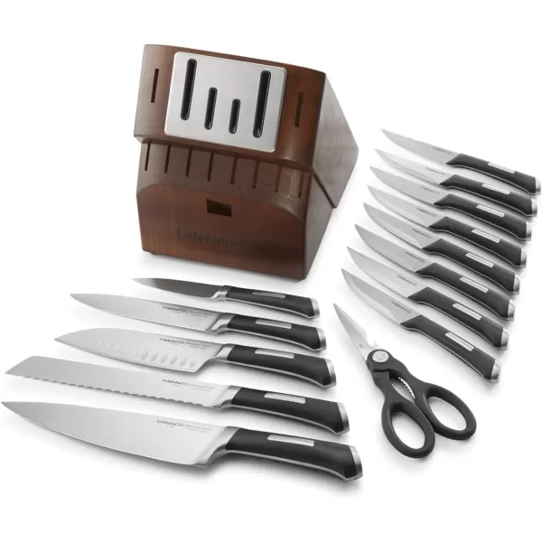 Calphalon Kitchen Knife Set with Self-Sharpening Block, 15-Piece Classic High Carbon Knives