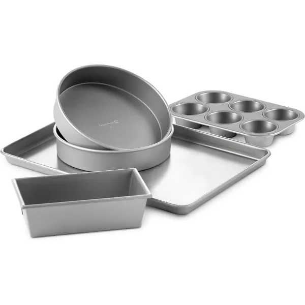 Calphalon Nonstick Bakeware Set, 10-Piece Set Includes Baking Sheet, Cookie Sheet, Cake Pans, Muffin Pan, and More, Dishwasher Safe, Silver