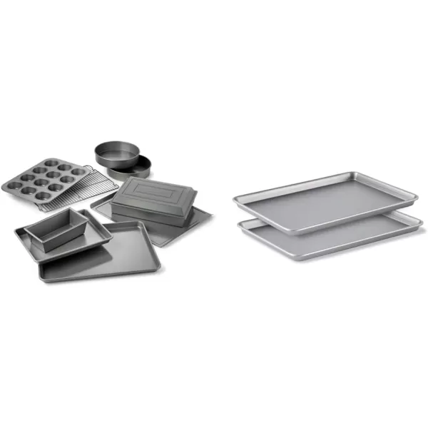 Calphalon Nonstick Bakeware Set, 10-Piece Set Includes Baking Sheet, Cookie Sheet, Cake Pans, Muffin Pan, and More, Dishwasher Safe, Silver