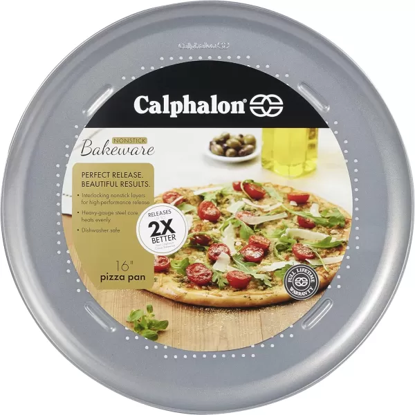 Calphalon Pizza Pan with Holes, 16-Inch Nonstick Round Pizza Crisper, Dishwasher Safe, Silver