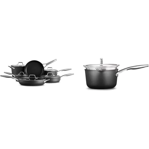 Calphalon Premier Hard-Anodized Nonstick Cookware, 11-Piece Pots and Pans Set