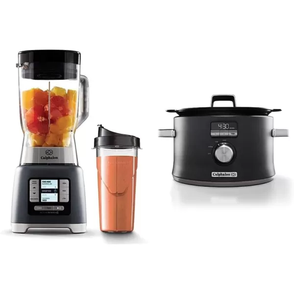 Calphalon Blender, 24-Oz Portable Blend-n-Go Smoothie Cup, ActiveSense 1200-Watt Motor, Dark Stainless Steel