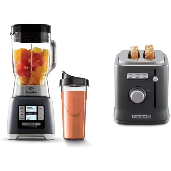 Calphalon Blender, 24-Oz Portable Blend-n-Go Smoothie Cup, ActiveSense 1200-Watt Motor, Dark Stainless Steel